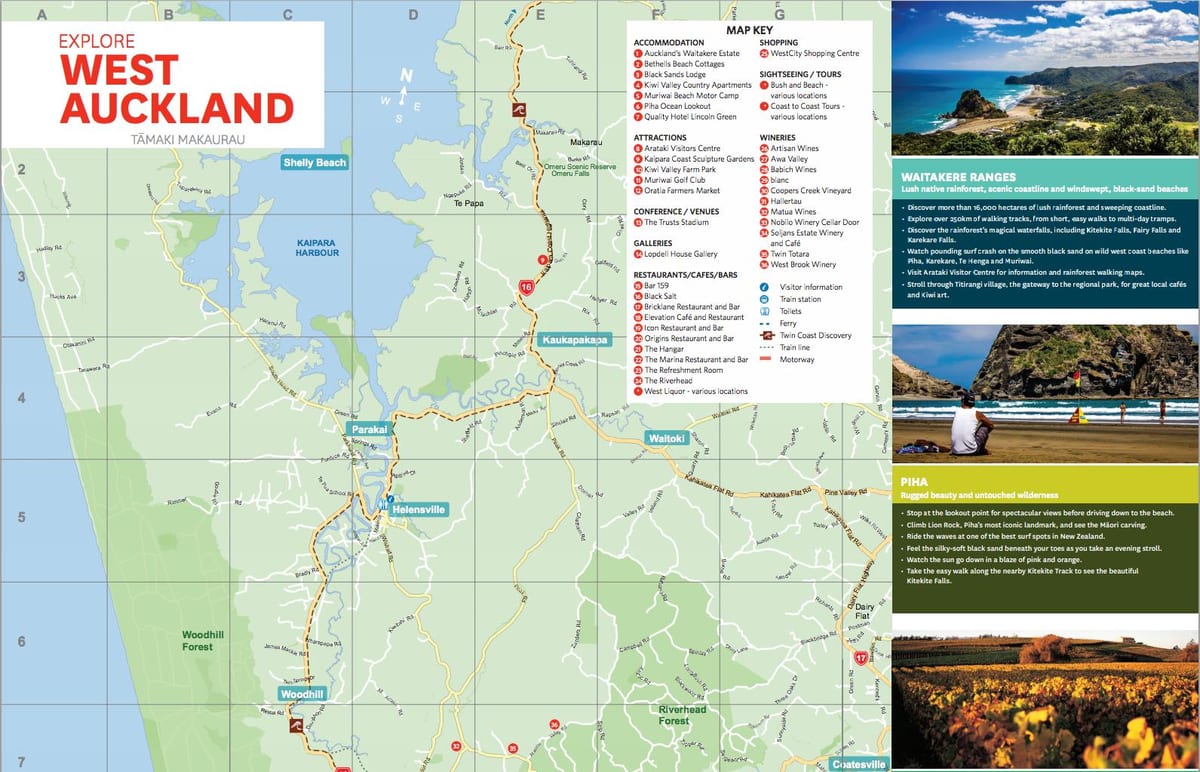 la carte de west Auckland