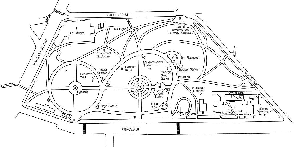 carte de l'Albert park d'Auckland