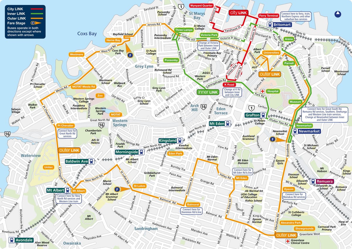 Auckland bus de la carte de l'itinéraire