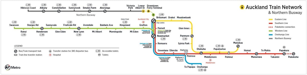 Auckland réseau de trains à la carte