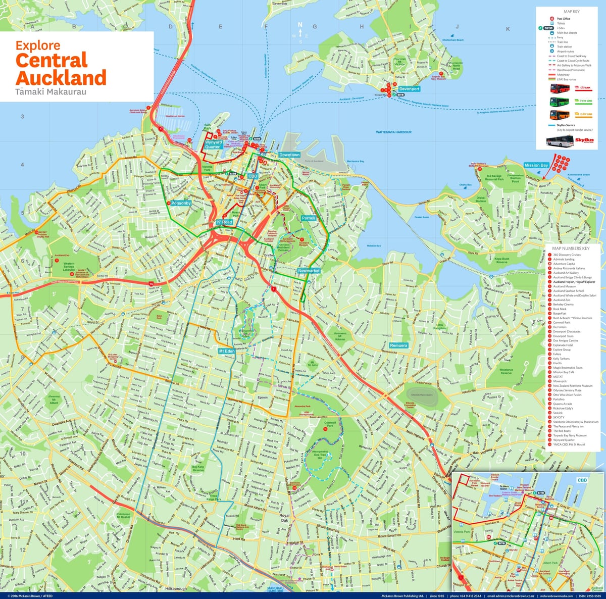 la carte de Auckland cbd