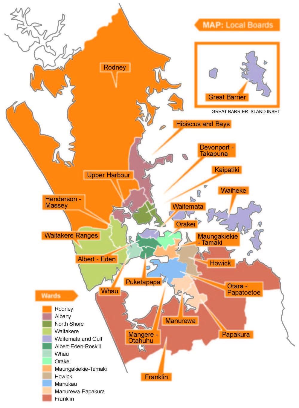 Auckland conseil des limites de la carte