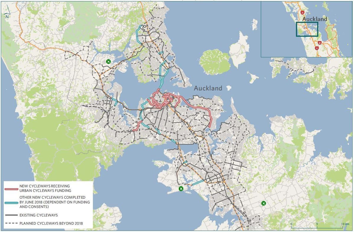 carte des pistes cyclables Auckland carte