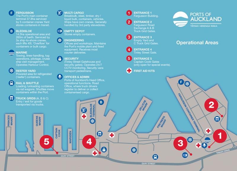 le port d'Auckland carte