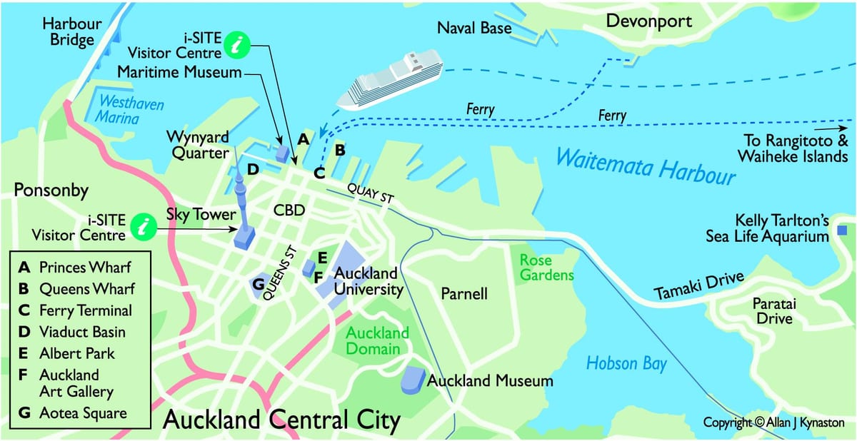 Auckland terminal des paquebots de croisière de la carte