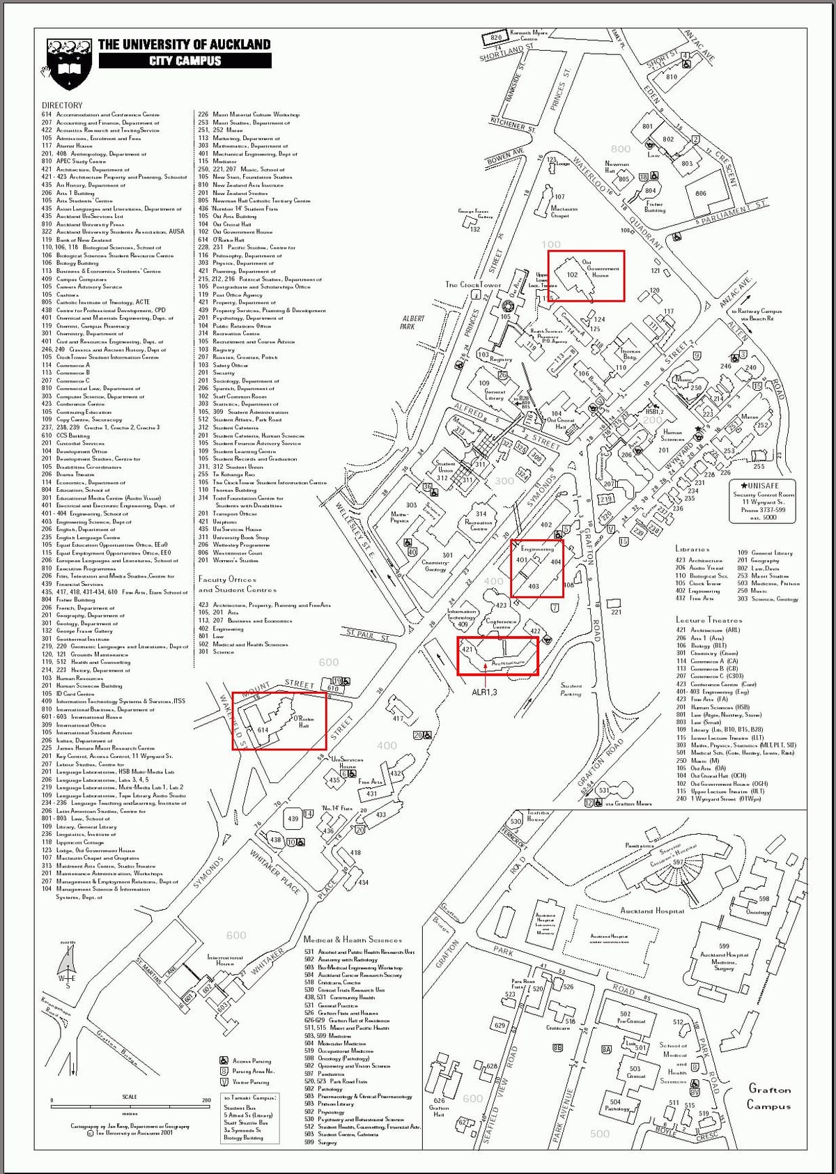 université d'Auckland carte