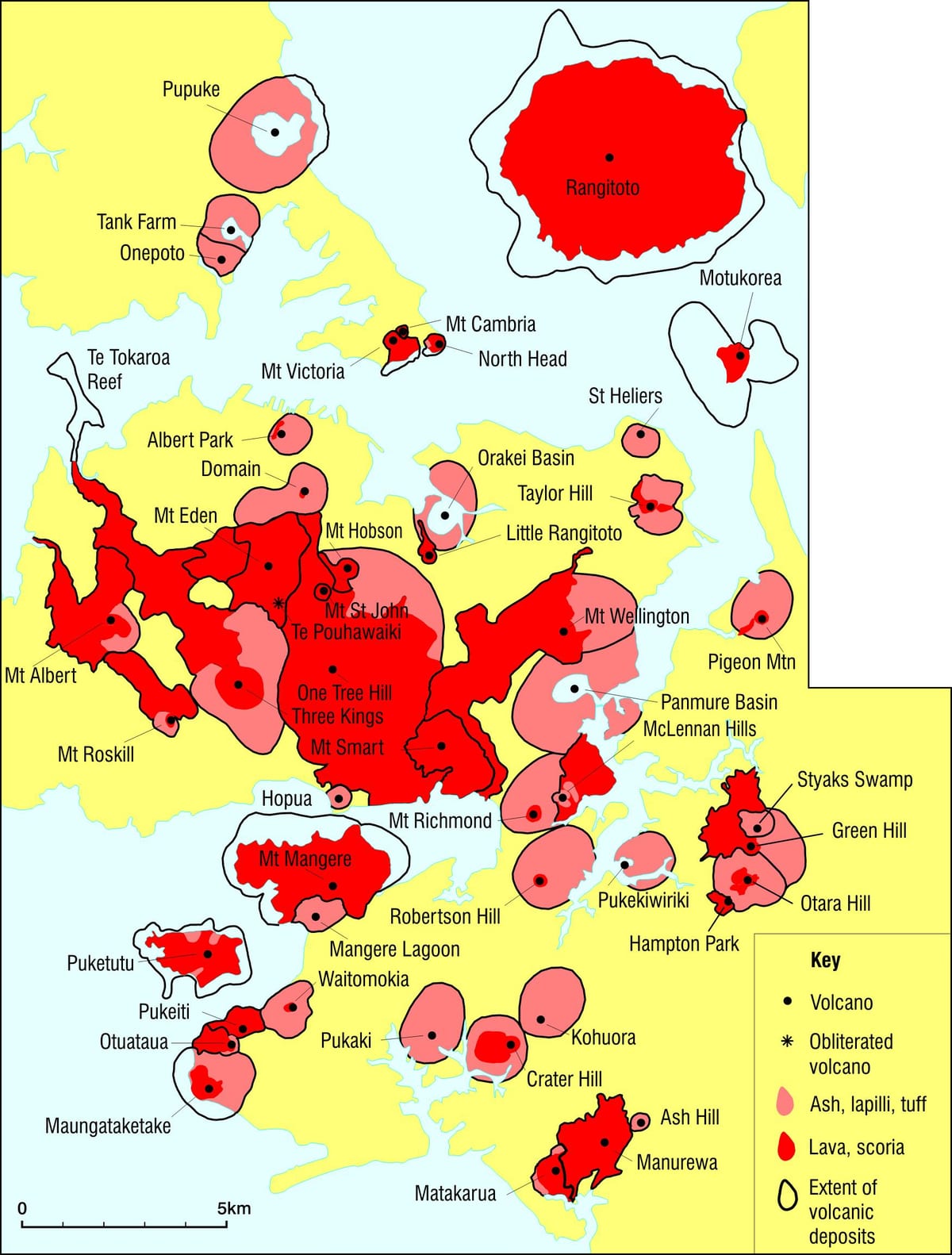 Auckland volcans carte