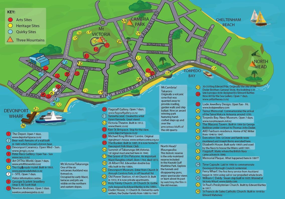 la carte de Devonport Auckland