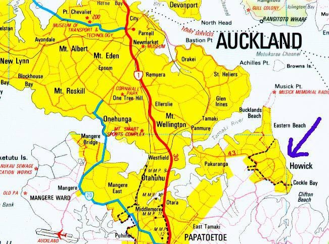 carte de Howick Auckland