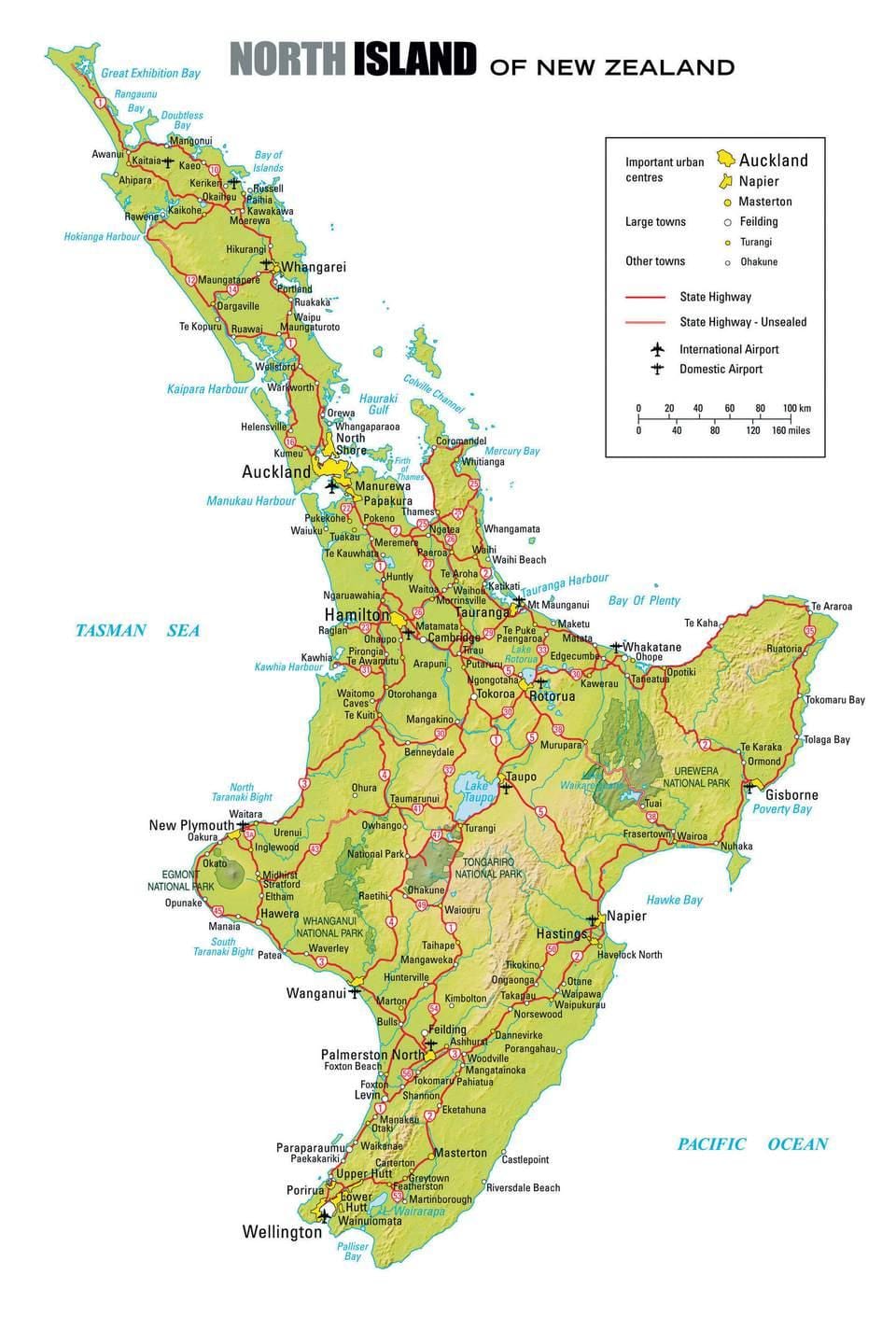 carte de l'île nord de la Nouvelle-Zélande