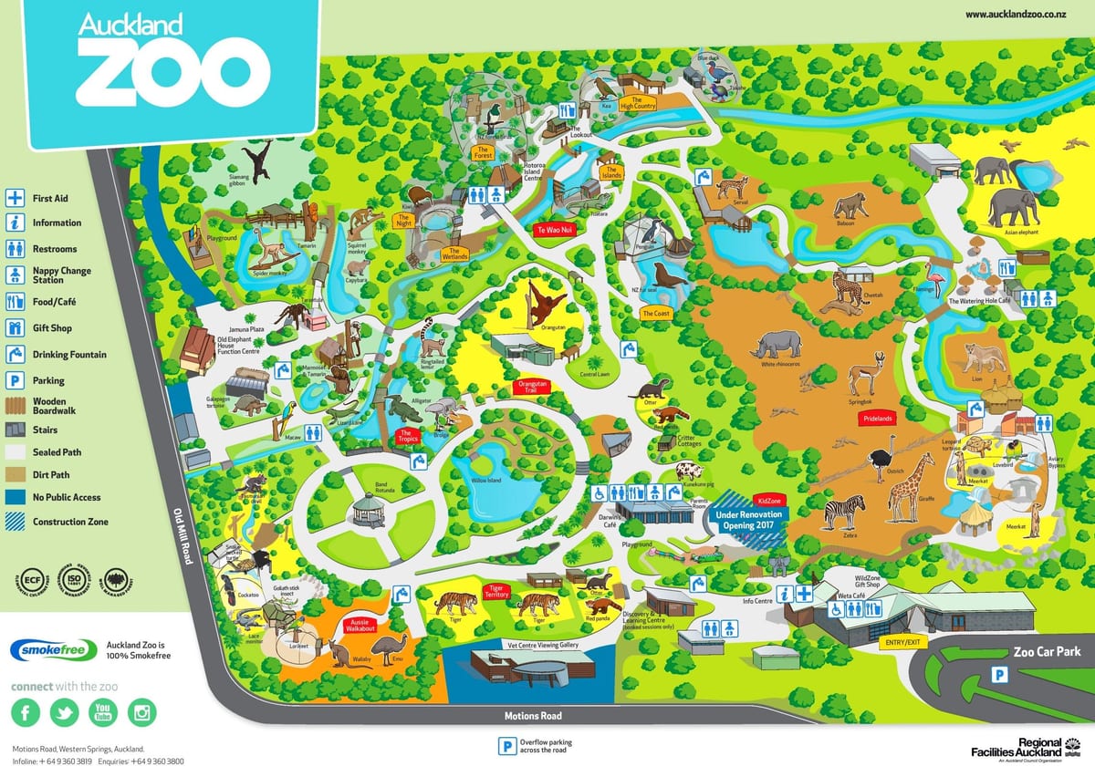 la carte de Auckland zoo