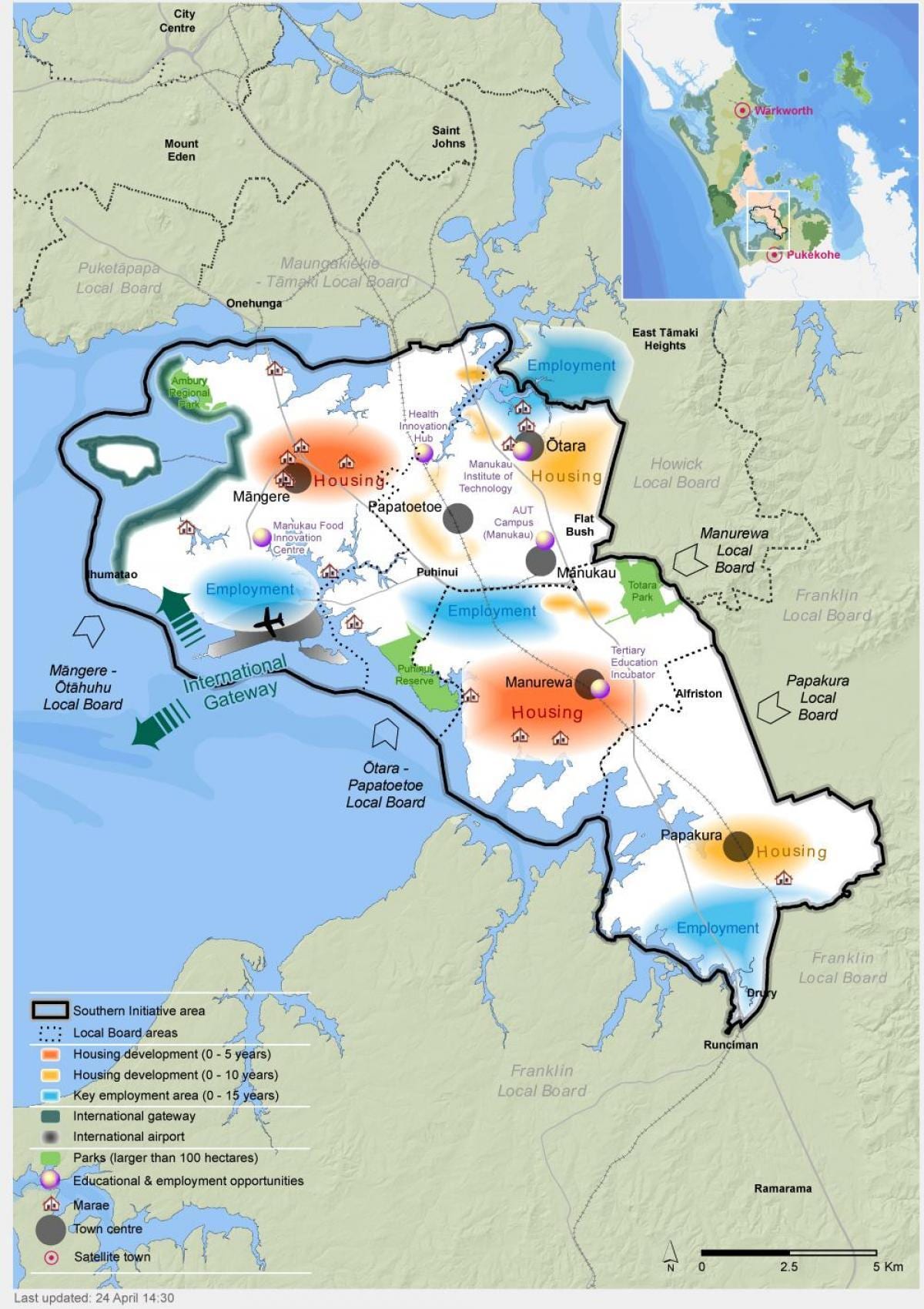 carte du sud d'Auckland