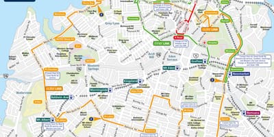 Auckland bus de la carte de l'itinéraire