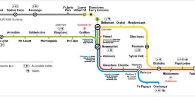 Auckland réseau de trains à la carte