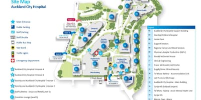 La carte de Auckland à l'hôpital