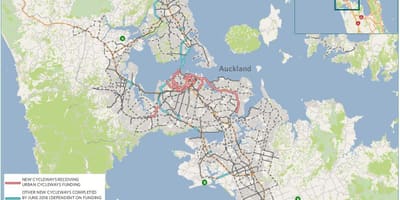 Carte des pistes cyclables Auckland carte